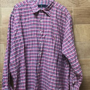 RALPH LAUREN Shirt Men’s Cotton Blue Pink Plaid